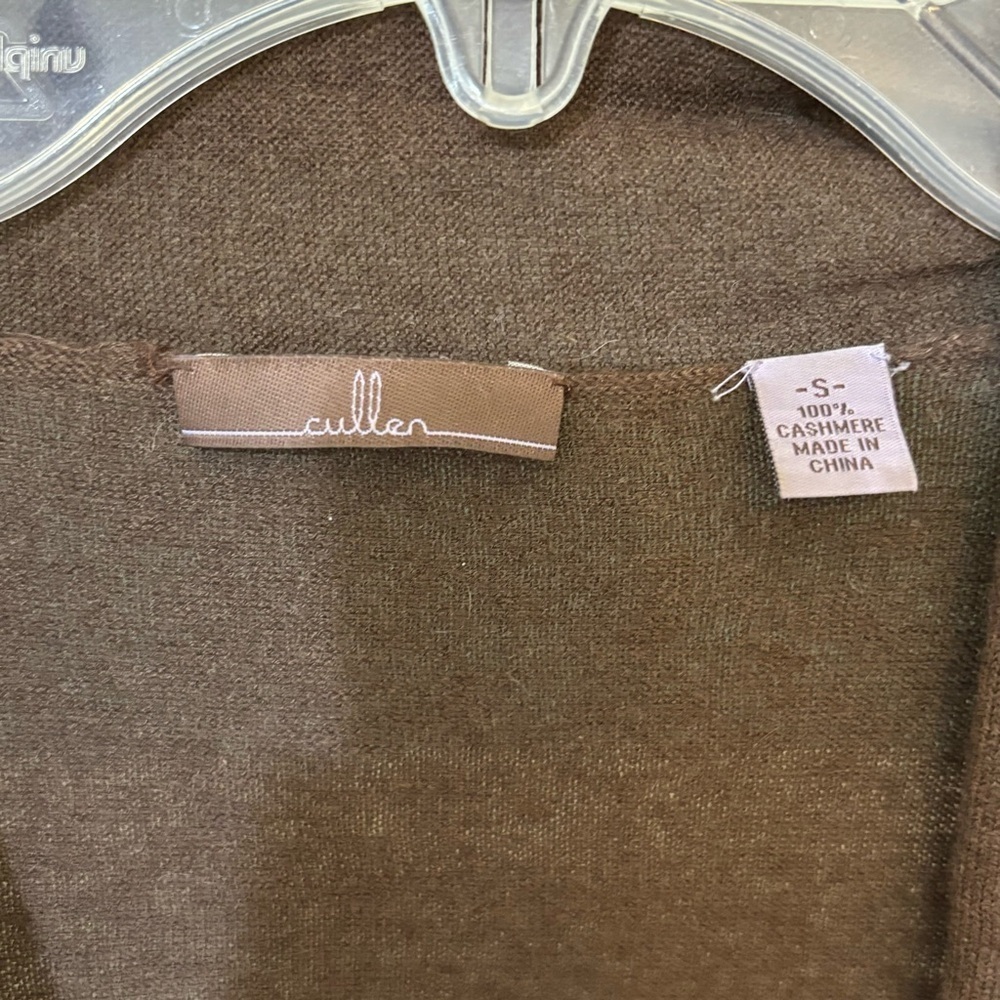 Cullen Cashmere Sweater Faux Wrap Brown Sz Small - Picture 2 of 6